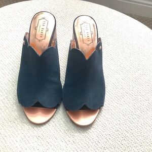 Navy Suede Mules